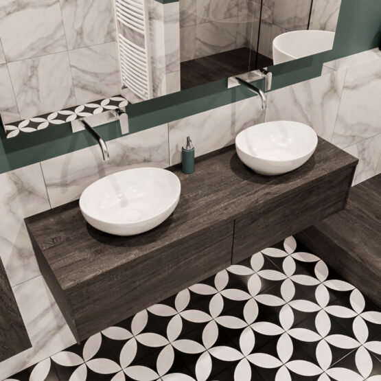 MONDIAZ LUSH 150cm mueble de baño Dark Brown 2 cajones lavabo BARCO Doble sin orificio