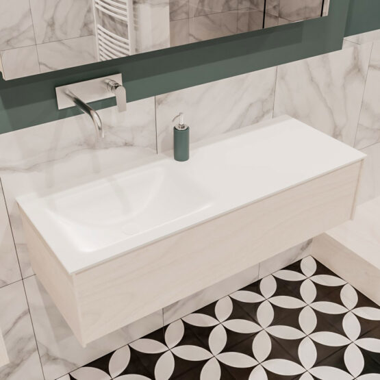 MONDIAZ LUSH 120cm mueble de baño Underlayment 1 cajón lavabo CLOUD Izquierda sin orificio