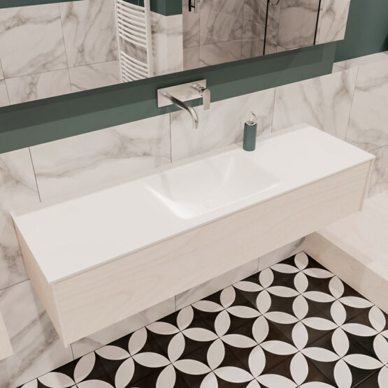 MONDIAZ LUSH 150cm mueble de baño Underlayment 1 cajón lavabo CLOUD Centro sin orificio