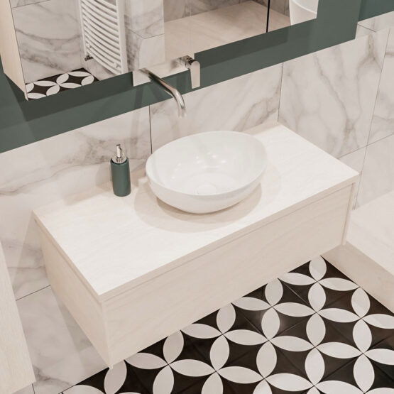 MONDIAZ LUSH 100cm mueble de baño Underlayment 1 cajón lavabo BARCO Centro sin orificio