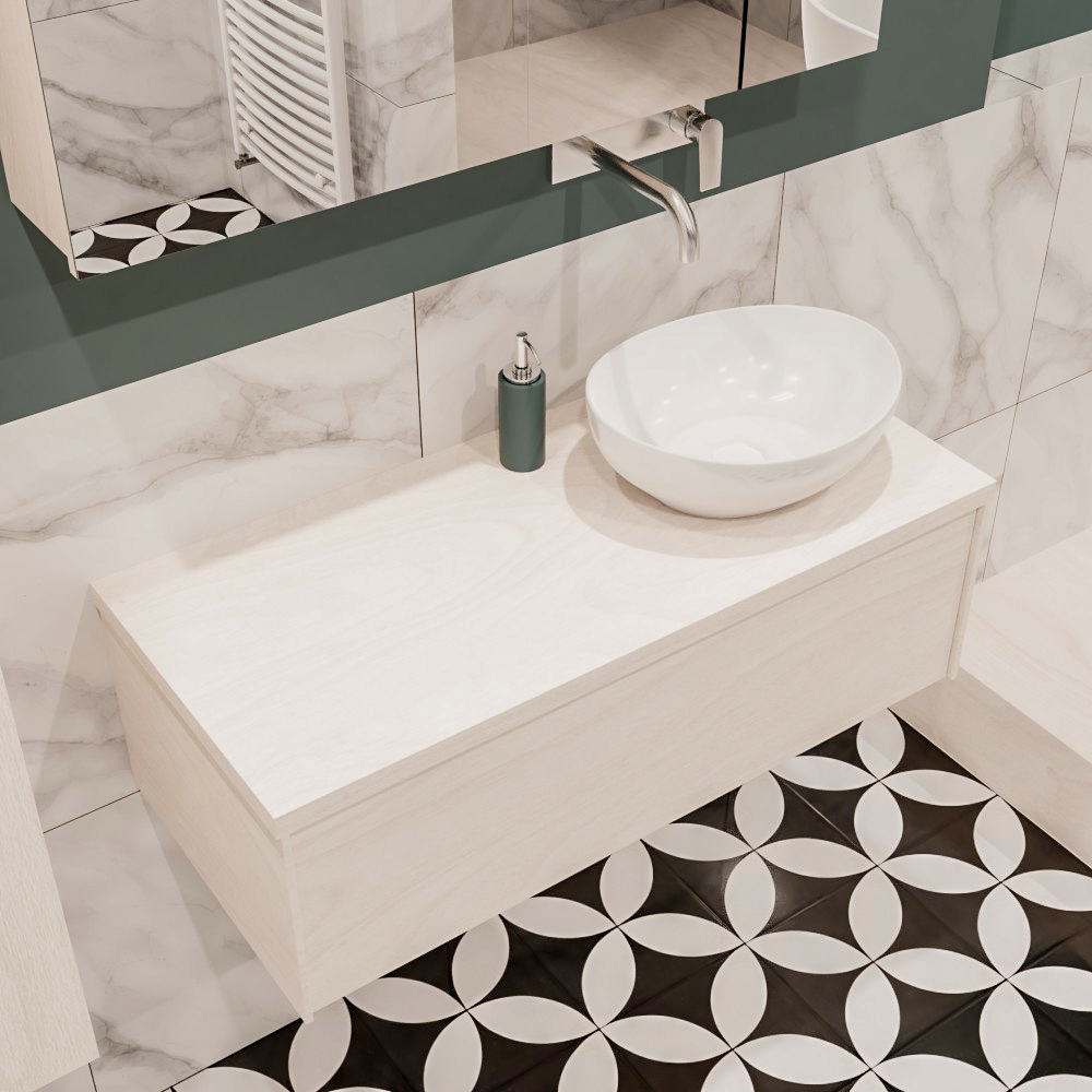 MONDIAZ LUSH 100cm mueble de baño Underlayment 1 cajón lavabo BARCO Derecho sin orificio 1 MONDIAZ LUSH 100cm mueble de baño Underlayment 1 cajón lavabo BARCO Derecho sin orificio