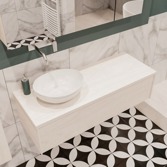 MONDIAZ LUSH 120cm mueble de baño Underlayment 1 cajón lavabo BARCO Izquierda sin orificio