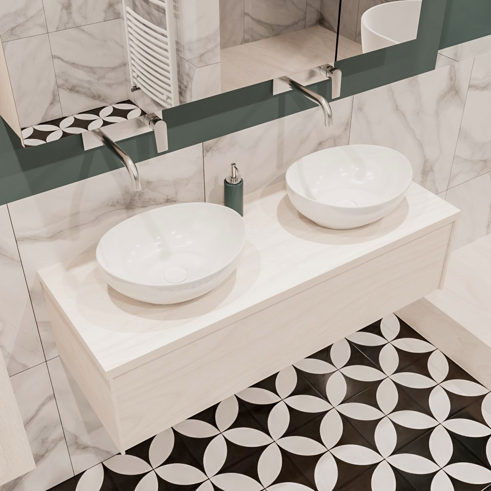 MONDIAZ LUSH 120cm mueble de baño Underlayment 1 cajón lavabo BARCO Doble sin orificio 1 MONDIAZ LUSH 120cm mueble de baño Underlayment 1 cajón lavabo BARCO Doble sin orificio