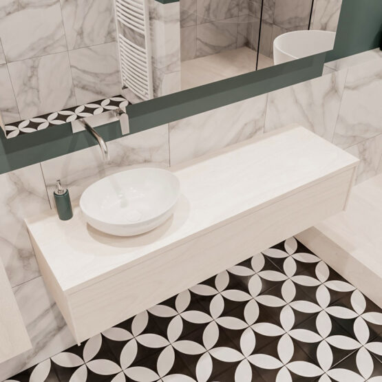 MONDIAZ LUSH 150cm mueble de baño Underlayment 1 cajón lavabo BARCO Izquierda sin orificio