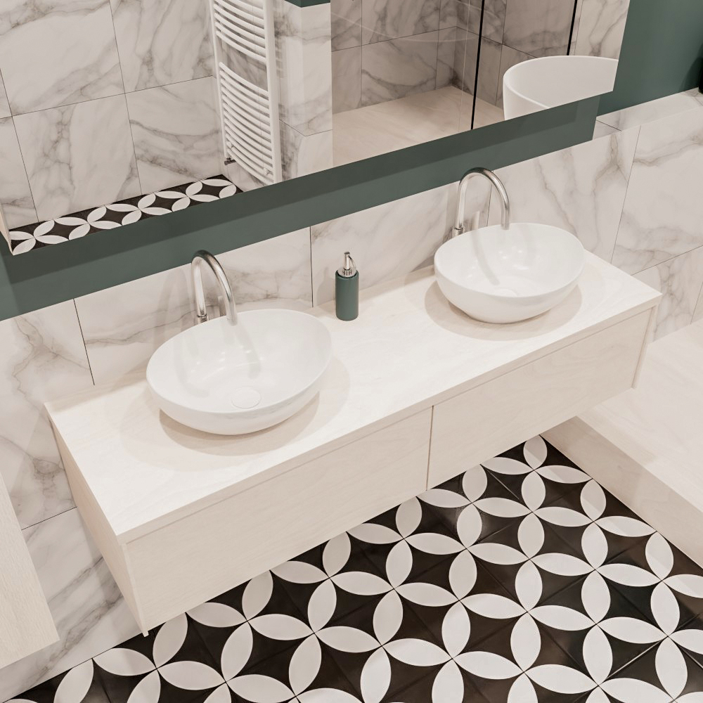 MONDIAZ LUSH 150cm mueble de baño Underlayment 2 cajones lavabo BARCO Doble 2 orificios 1 MONDIAZ LUSH 150cm mueble de baño Underlayment 2 cajones lavabo BARCO Doble 2 orificios