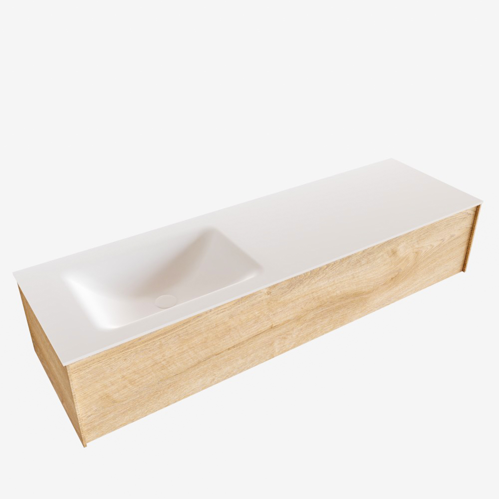MONDIAZ LUSH 150cm mueble de baño Washed Oak 1 cajón lavabo CLOUD Izquierda sin orificio 3 MONDIAZ LUSH 150cm mueble de baño Washed Oak 1 cajón lavabo CLOUD Izquierda sin orificio - Imagen 3