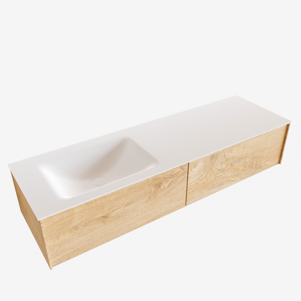 MONDIAZ LUSH 150cm mueble de baño Washed Oak 2 cajones lavabo CLOUD Izquierda 1 orificio 3 MONDIAZ LUSH 150cm mueble de baño Washed Oak 2 cajones lavabo CLOUD Izquierda 1 orificio - Imagen 3