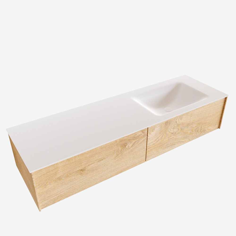 MONDIAZ LUSH 150cm mueble de baño Washed Oak 2 cajones lavabo CLOUD Derecho 1 orificio 3 MONDIAZ LUSH 150cm mueble de baño Washed Oak 2 cajones lavabo CLOUD Derecho 1 orificio - Imagen 3