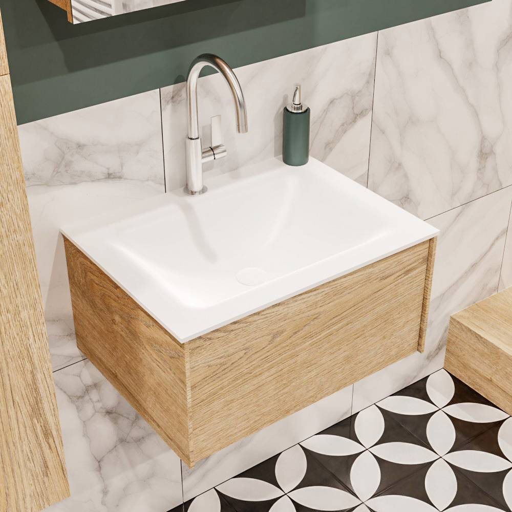 MONDIAZ LUSH 60cm mueble de baño Washed Oak 1 cajón lavabo CLOUD Centro 1 orificio 1 MONDIAZ LUSH 60cm mueble de baño Washed Oak 1 cajón lavabo CLOUD Centro 1 orificio