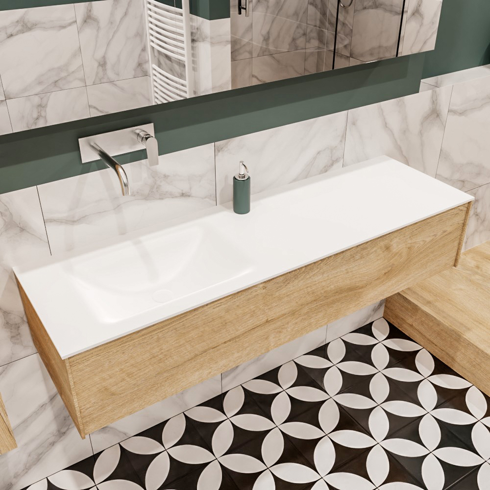 MONDIAZ LUSH 150cm mueble de baño Washed Oak 1 cajón lavabo CLOUD Izquierda sin orificio 1 MONDIAZ LUSH 150cm mueble de baño Washed Oak 1 cajón lavabo CLOUD Izquierda sin orificio