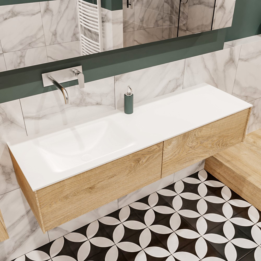 MONDIAZ LUSH 150cm mueble de baño Washed Oak 2 cajones lavabo CLOUD Izquierda sin orificio 1 MONDIAZ LUSH 150cm mueble de baño Washed Oak 2 cajones lavabo CLOUD Izquierda sin orificio