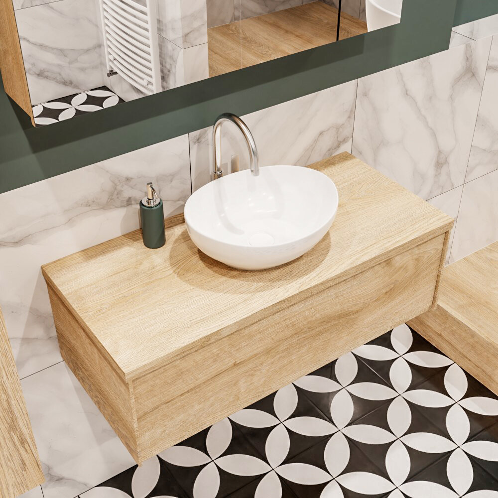 MONDIAZ LUSH 100cm mueble de baño Washed Oak 1 cajón lavabo BARCO Centro 1 orificio 1 MONDIAZ LUSH 100cm mueble de baño Washed Oak 1 cajón lavabo BARCO Centro 1 orificio