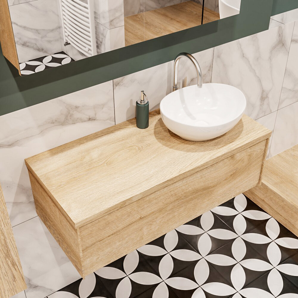 MONDIAZ LUSH 100cm mueble de baño Washed Oak 1 cajón lavabo BARCO Derecho 1 orificio 1 MONDIAZ LUSH 100cm mueble de baño Washed Oak 1 cajón lavabo BARCO Derecho 1 orificio