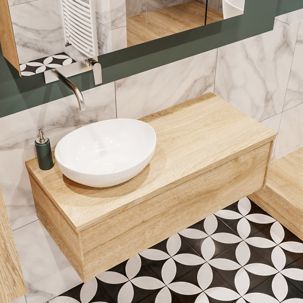 MONDIAZ LUSH 100cm mueble de baño Washed Oak 1 cajón lavabo BARCO Izquierda sin orificio 1 MONDIAZ LUSH 100cm mueble de baño Washed Oak 1 cajón lavabo BARCO Izquierda sin orificio