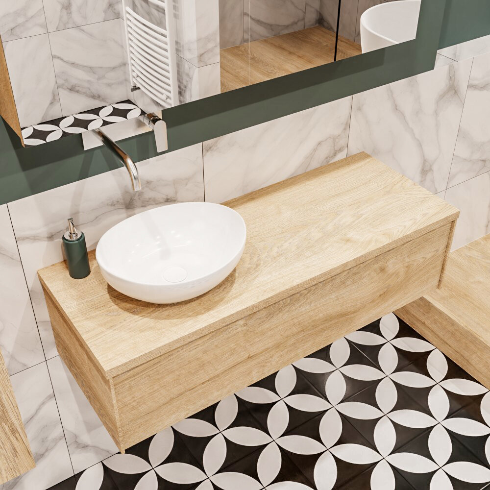 MONDIAZ LUSH 120cm mueble de baño Washed Oak 1 cajón lavabo BARCO Izquierda sin orificio 1 MONDIAZ LUSH 120cm mueble de baño Washed Oak 1 cajón lavabo BARCO Izquierda sin orificio