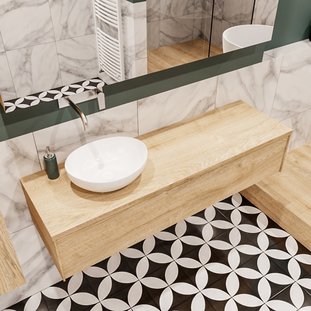 MONDIAZ LUSH 150cm mueble de baño Washed Oak 1 cajón lavabo BARCO Izquierda sin orificio 1 MONDIAZ LUSH 150cm mueble de baño Washed Oak 1 cajón lavabo BARCO Izquierda sin orificio