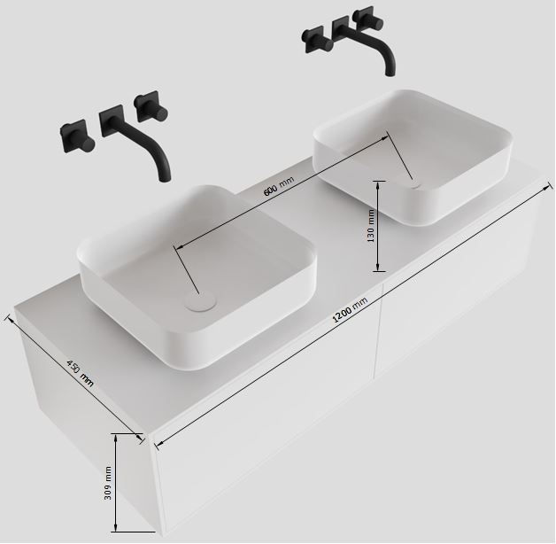 MONDIAZ LAGOM 120cm mueble de baño solid surface Urban 2 cajones BINX Doble 2 orificios 4 MONDIAZ LAGOM 120cm mueble de baño solid surface Urban 2 cajones BINX Doble 2 orificios - Imagen 4