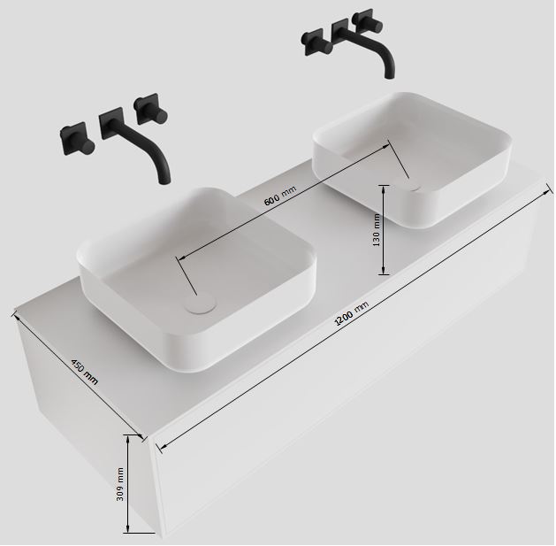 MONDIAZ LAGOM 120cm mueble de baño solid surface Urban 1 cajón BINX Doble sin orificio 4 MONDIAZ LAGOM 120cm mueble de baño solid surface Urban 1 cajón BINX Doble sin orificio - Imagen 4