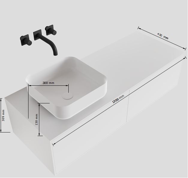 MONDIAZ LAGOM 120cm mueble de baño solid surface Talc 2 cajones BINX Izquierda sin orificio 5 MONDIAZ LAGOM 120cm mueble de baño solid surface Talc 2 cajones BINX Izquierda sin orificio - Imagen 5