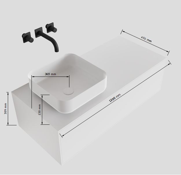 MONDIAZ LAGOM 120cm mueble de baño solid surface Urban 1 cajón BINX Izquierda sin orificio 4 MONDIAZ LAGOM 120cm mueble de baño solid surface Urban 1 cajón BINX Izquierda sin orificio - Imagen 4