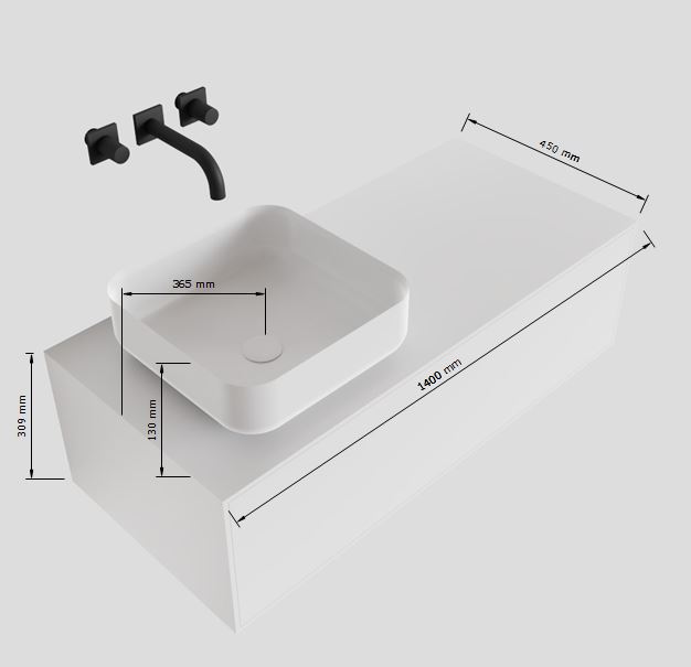 MONDIAZ LAGOM 140cm mueble de baño solid surface Talc 1 cajón BINX Izquierda sin orificio 5 MONDIAZ LAGOM 140cm mueble de baño solid surface Talc 1 cajón BINX Izquierda sin orificio - Imagen 5