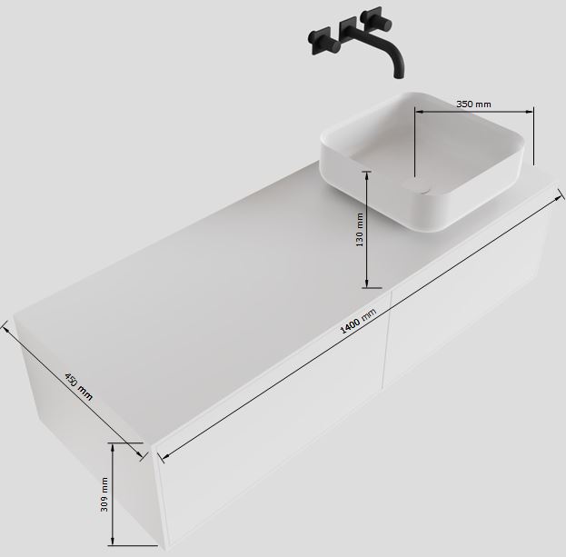 MONDIAZ LAGOM 140cm mueble de baño solid surface Urban 2 cajones BINX Derecho sin orificio 4 MONDIAZ LAGOM 140cm mueble de baño solid surface Urban 2 cajones BINX Derecho sin orificio - Imagen 4