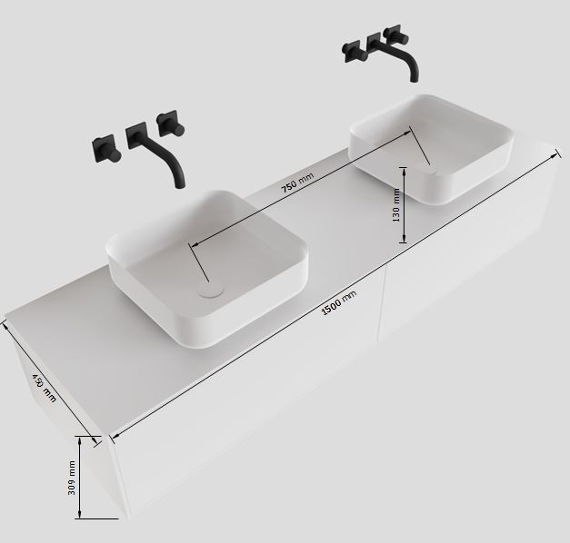 MONDIAZ LAGOM 150cm mueble de baño solid surface Talc 2 cajones BINX Doble sin orificio 5 MONDIAZ LAGOM 150cm mueble de baño solid surface Talc 2 cajones BINX Doble sin orificio - Imagen 5