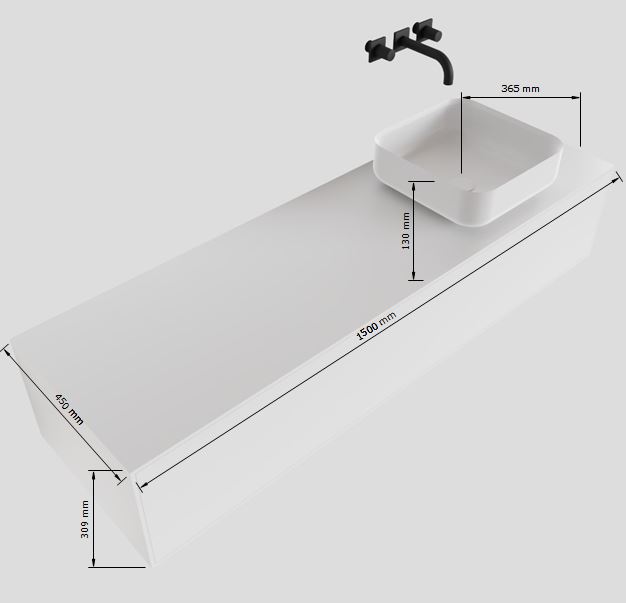 MONDIAZ LAGOM 150cm mueble de baño solid surface Talc 1 cajón BINX Derecho sin orificio 5 MONDIAZ LAGOM 150cm mueble de baño solid surface Talc 1 cajón BINX Derecho sin orificio - Imagen 5