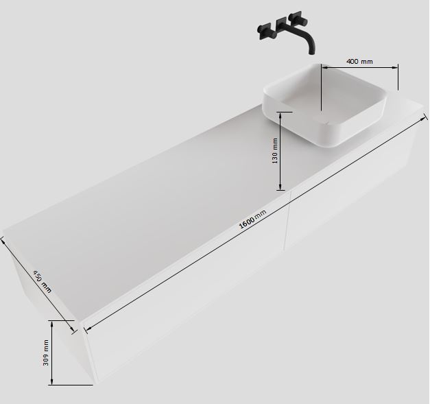 MONDIAZ LAGOM 160cm mueble de baño solid surface Talc 2 cajones BINX Derecho 1 orificio 5 MONDIAZ LAGOM 160cm mueble de baño solid surface Talc 2 cajones BINX Derecho 1 orificio - Imagen 5