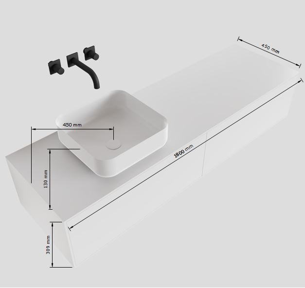 MONDIAZ LAGOM 180cm mueble de baño solid surface Talc 2 cajones BINX Izquierda sin orificio 5 MONDIAZ LAGOM 180cm mueble de baño solid surface Talc 2 cajones BINX Izquierda sin orificio - Imagen 5