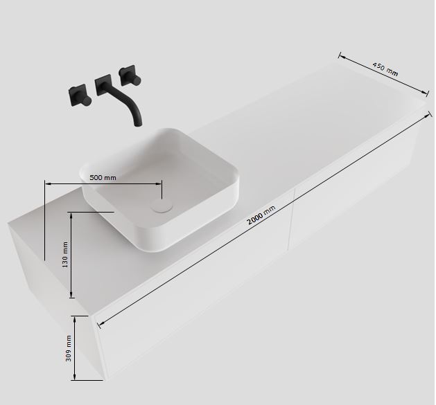 MONDIAZ LAGOM 200cm mueble de baño solid surface Urban 2 cajones BINX Izquierda 1 orificio 4 MONDIAZ LAGOM 200cm mueble de baño solid surface Urban 2 cajones BINX Izquierda 1 orificio - Imagen 4