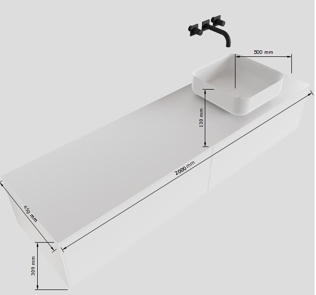 MONDIAZ LAGOM 200cm mueble de baño solid surface Urban 2 cajones BINX Derecho 1 orificio 4 MONDIAZ LAGOM 200cm mueble de baño solid surface Urban 2 cajones BINX Derecho 1 orificio - Imagen 4