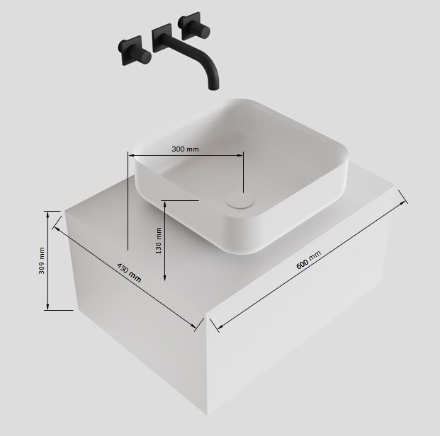 MONDIAZ LAGOM 60cm mueble de baño solid surface Talc 1 cajón BINX Centro 1 orificio 5 MONDIAZ LAGOM 60cm mueble de baño solid surface Talc 1 cajón BINX Centro 1 orificio - Imagen 5