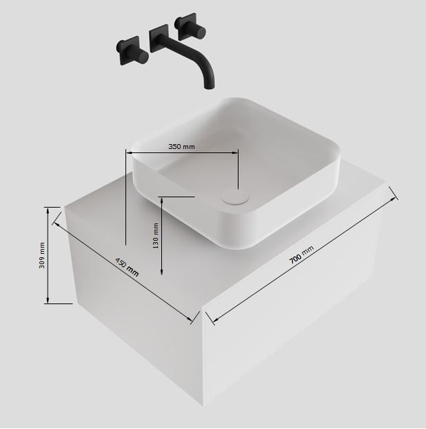 MONDIAZ LAGOM 70cm mueble de baño solid surface Urban 1 cajón BINX Centro sin orificio 4 MONDIAZ LAGOM 70cm mueble de baño solid surface Urban 1 cajón BINX Centro sin orificio - Imagen 4