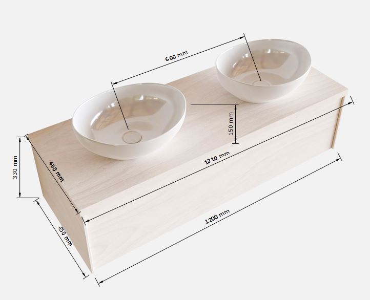 MONDIAZ LUSH 120cm mueble de baño Underlayment 1 cajón lavabo BARCO Doble sin orificio 5 MONDIAZ LUSH 120cm mueble de baño Underlayment 1 cajón lavabo BARCO Doble sin orificio - Imagen 5
