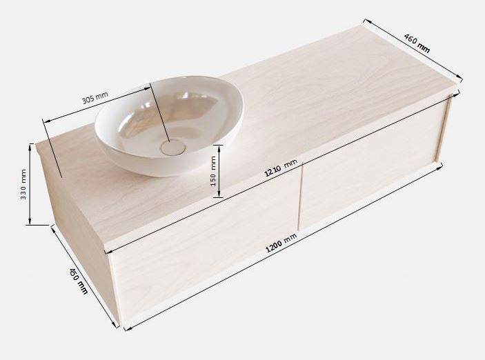 MONDIAZ LUSH 120cm mueble de baño Washed Oak 2 cajones lavabo BARCO Izquierda 1 orificio 5 MONDIAZ LUSH 120cm mueble de baño Washed Oak 2 cajones lavabo BARCO Izquierda 1 orificio - Imagen 5