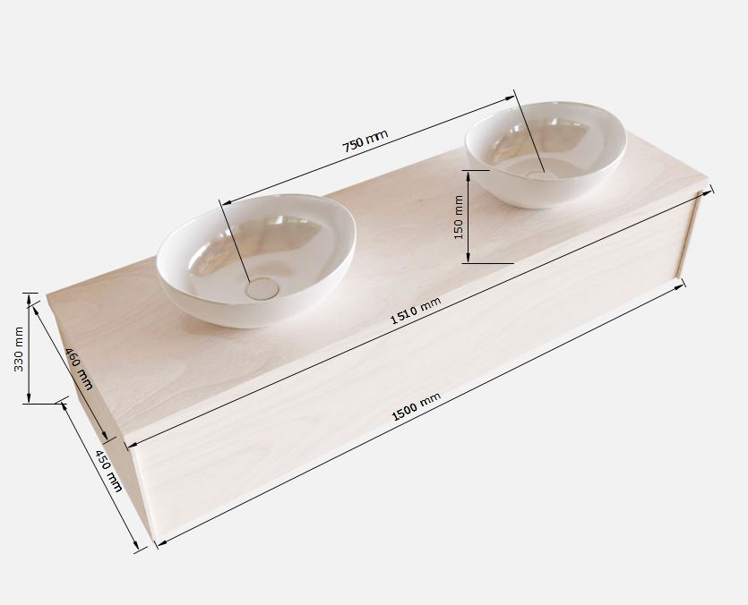 MONDIAZ LUSH 150cm mueble de baño Washed Oak 1 cajón lavabo BARCO Doble sin orificio 5 MONDIAZ LUSH 150cm mueble de baño Washed Oak 1 cajón lavabo BARCO Doble sin orificio - Imagen 5