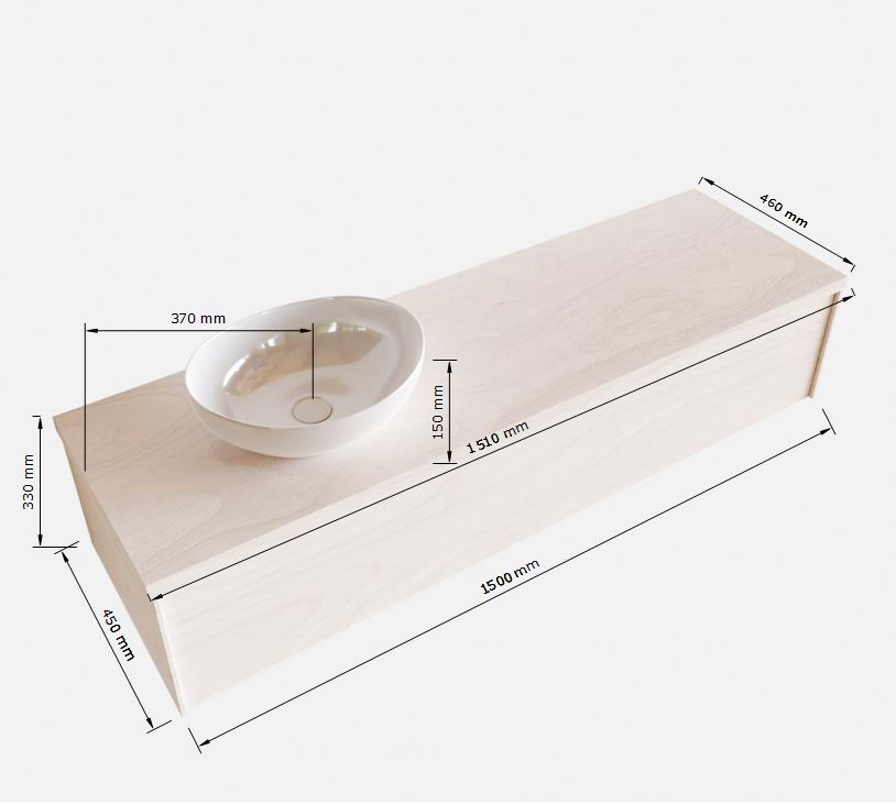 MONDIAZ LUSH 150cm mueble de baño Underlayment 1 cajón lavabo BARCO Izquierda sin orificio 5 MONDIAZ LUSH 150cm mueble de baño Underlayment 1 cajón lavabo BARCO Izquierda sin orificio - Imagen 5