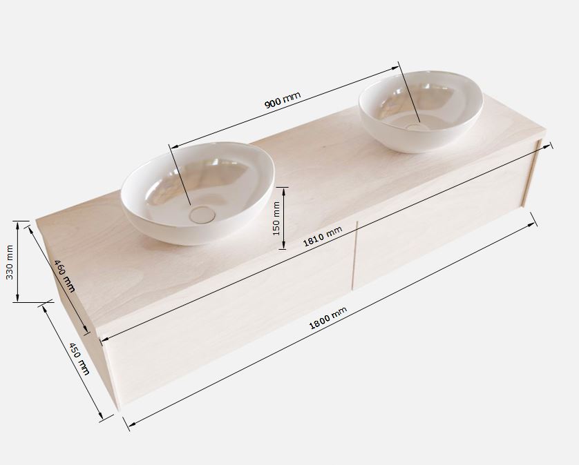 MONDIAZ LUSH 180cm mueble de baño Underlayment 2 cajones lavabo BARCO Doble sin orificio 5 MONDIAZ LUSH 180cm mueble de baño Underlayment 2 cajones lavabo BARCO Doble sin orificio - Imagen 5