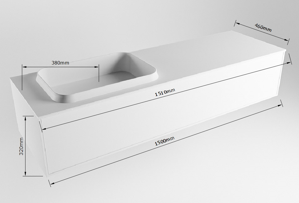 MONDIAZ ERIN 150cm mueble de baño color Cale 1 cajón. Lavabo RIDGE Izquierda sin orificio color Urban. 7 MONDIAZ ERIN 150cm mueble de baño color Cale 1 cajón. Lavabo RIDGE Izquierda sin orificio color Urban. - Imagen 7