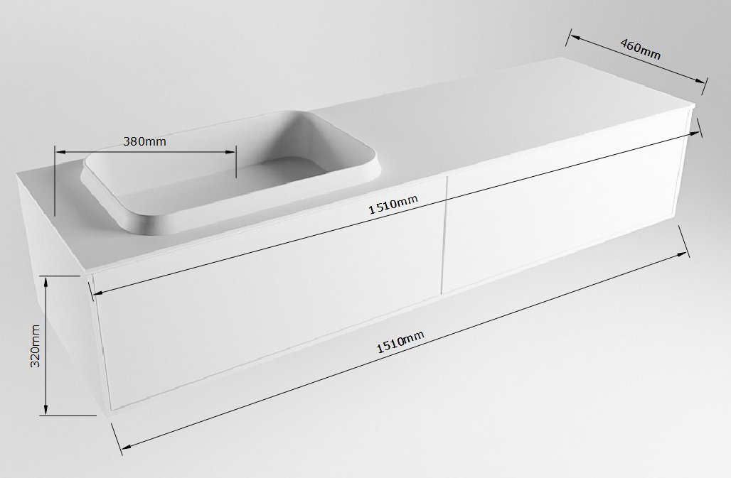 MONDIAZ ERIN 150cm mueble de baño color Carrara 2 cajones. Lavabo RIDGE Izquierda 1 orificio color Talc. 6 MONDIAZ ERIN 150cm mueble de baño color Carrara 2 cajones. Lavabo RIDGE Izquierda 1 orificio color Talc. - Imagen 6