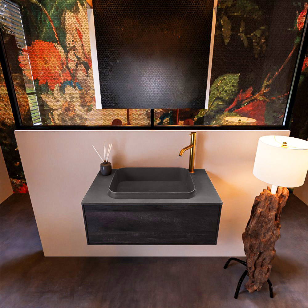 MONDIAZ ERIN 80cm mueble de baño color Antracite 1 cajón. Lavabo RIDGE Centro 1 orificio color Dark Grey. 3 MONDIAZ ERIN 80cm mueble de baño color Antracite 1 cajón. Lavabo RIDGE Centro 1 orificio color Dark Grey. - Imagen 3