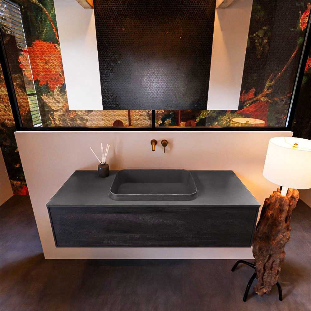 MONDIAZ ERIN 120cm mueble de baño color Antracite 1 cajón. Lavabo RIDGE Centro sin orificio color Dark Grey. 3 MONDIAZ ERIN 120cm mueble de baño color Antracite 1 cajón. Lavabo RIDGE Centro sin orificio color Dark Grey. - Imagen 3