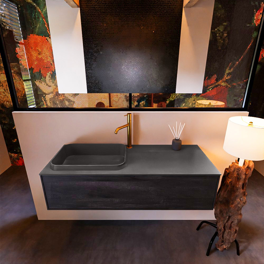 MONDIAZ ERIN 120cm mueble de baño color Antracite 1 cajón. Lavabo RIDGE Izquierda 1 orificio color Dark Grey. 3 MONDIAZ ERIN 120cm mueble de baño color Antracite 1 cajón. Lavabo RIDGE Izquierda 1 orificio color Dark Grey. - Imagen 3