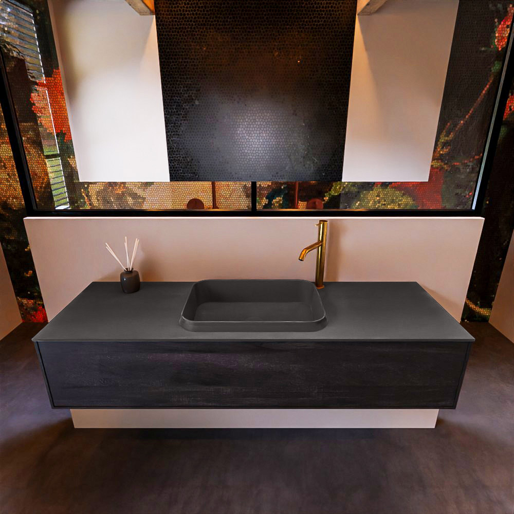 MONDIAZ ERIN 150cm mueble de baño color Antracite 1 cajón. Lavabo RIDGE Centro 1 orificio color Dark Grey. 3 MONDIAZ ERIN 150cm mueble de baño color Antracite 1 cajón. Lavabo RIDGE Centro 1 orificio color Dark Grey. - Imagen 3