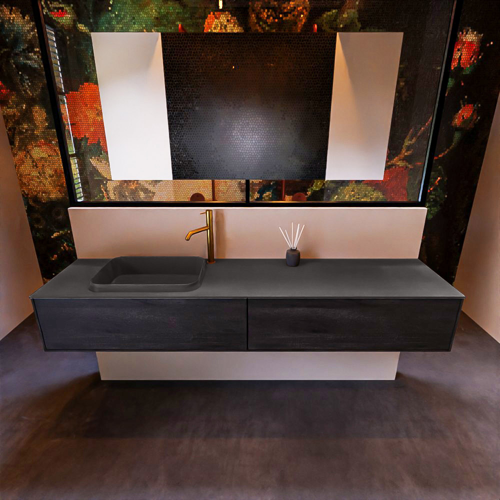 MONDIAZ ERIN 200cm mueble de baño color Antracite 2 cajones. Lavabo RIDGE Izquierda 1 orificio color Dark Grey. 3 MONDIAZ ERIN 200cm mueble de baño color Antracite 2 cajones. Lavabo RIDGE Izquierda 1 orificio color Dark Grey. - Imagen 3