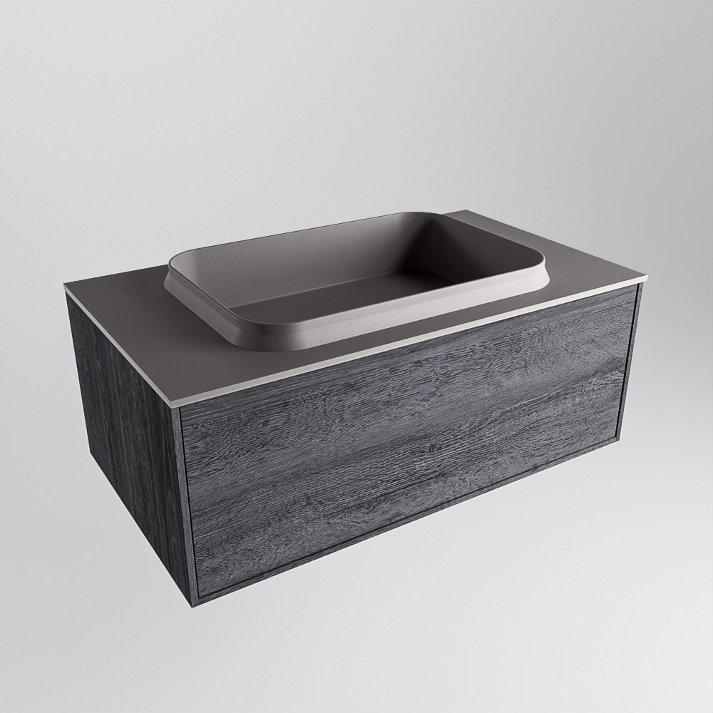 MONDIAZ ERIN 80cm mueble de baño color Antracite 1 cajón. Lavabo RIDGE Centro 1 orificio color Dark Grey. 4 MONDIAZ ERIN 80cm mueble de baño color Antracite 1 cajón. Lavabo RIDGE Centro 1 orificio color Dark Grey. - Imagen 4