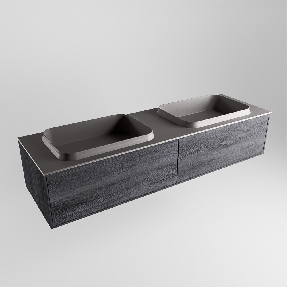 MONDIAZ ERIN 150cm mueble de baño color Antracite 2 cajones. Lavabo RIDGE Doble sin orificio color Dark Grey. 4 MONDIAZ ERIN 150cm mueble de baño color Antracite 2 cajones. Lavabo RIDGE Doble sin orificio color Dark Grey. - Imagen 4