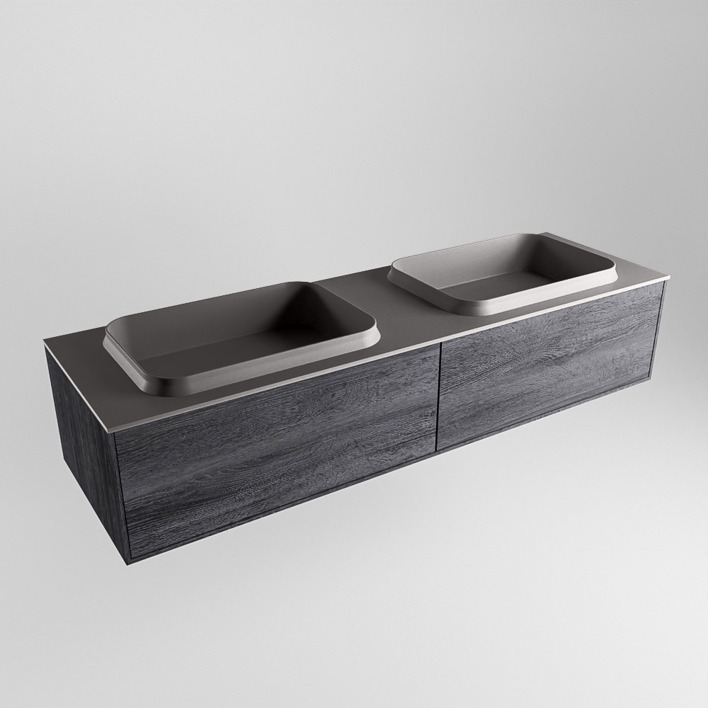 MONDIAZ ERIN 150cm mueble de baño color Antracite 2 cajones. Lavabo RIDGE Doble 2 orificios color Dark Grey. 4 MONDIAZ ERIN 150cm mueble de baño color Antracite 2 cajones. Lavabo RIDGE Doble 2 orificios color Dark Grey. - Imagen 4