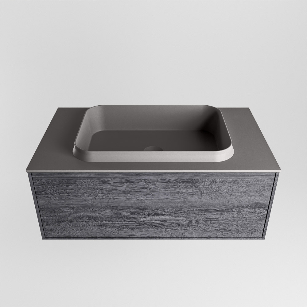MONDIAZ ERIN 80cm mueble de baño color Antracite 1 cajón. Lavabo RIDGE Centro 1 orificio color Dark Grey. 5 MONDIAZ ERIN 80cm mueble de baño color Antracite 1 cajón. Lavabo RIDGE Centro 1 orificio color Dark Grey. - Imagen 5